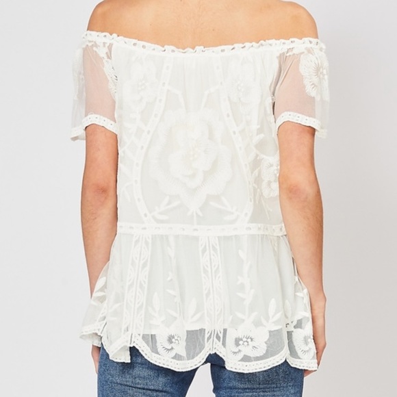 NWT  Entro | Lace Off-The-Shoulder Top | Medium - Picture 3 of 10